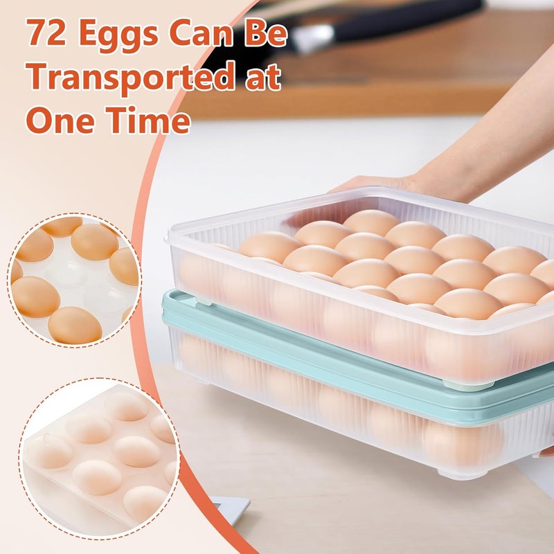 FACULX 3 Pack Deviled Egg Containers with Lid and 8 Pcs Deviled Egg Injector Piping Tool, Egg Organizer for Refrigerator, Fridge Stackable Countertop Portable Egg Platter (Blue) - Image 4